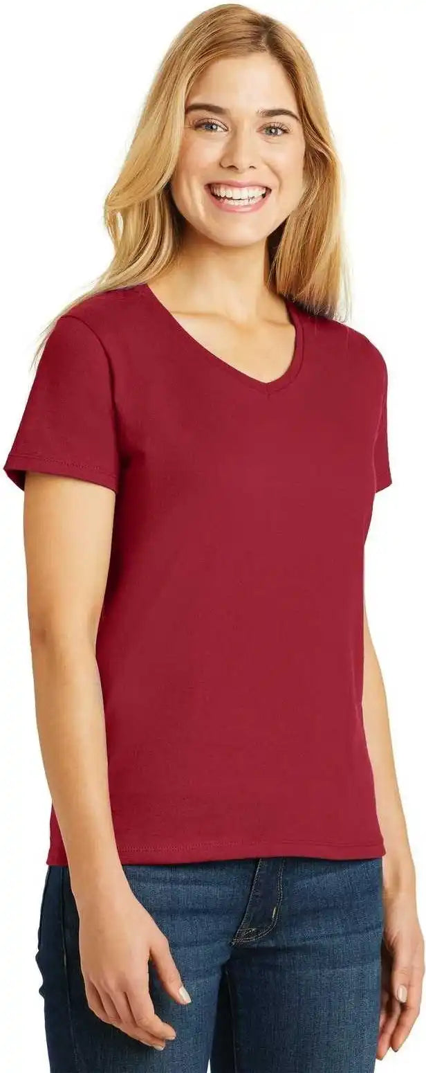 Hanes 5780 Ladies Comfortsoft V-neck Tee - Deep Red