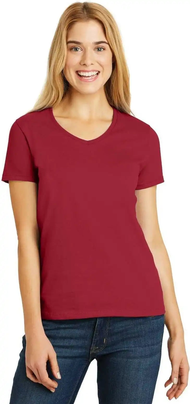 Hanes 5780 Ladies Comfortsoft V-neck Tee - Deep Red