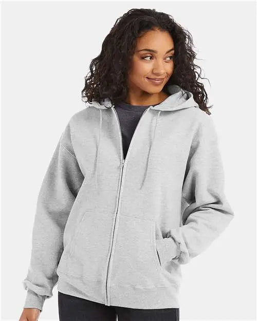 Hanes F280 Ultimate Cotton® Full-zip Hooded Sweatshirt - Ash