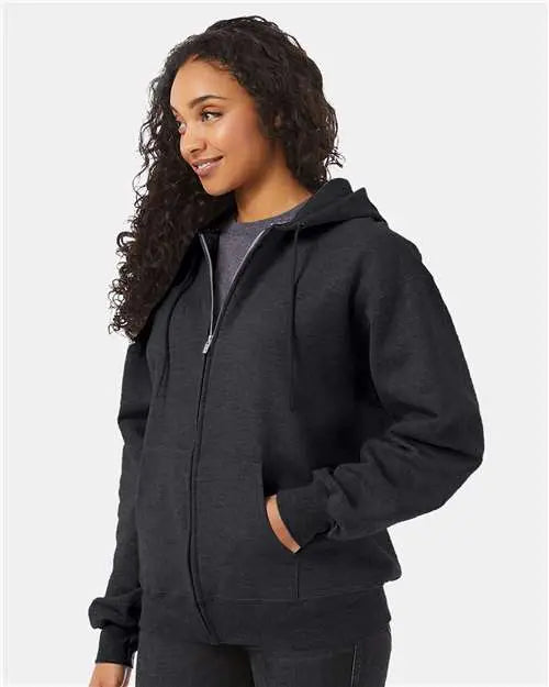 Hanes F280 Ultimate Cotton® Full-zip Hooded Sweatshirt - Charcoal Heather