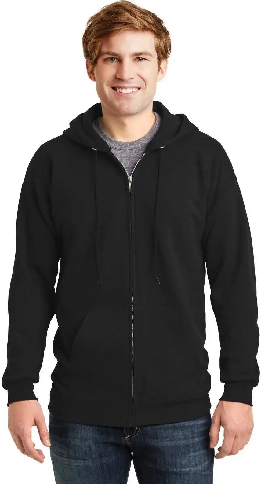 Hanes F283 Ultimate Cotton Full Zip Hooded Sweatshirt Black