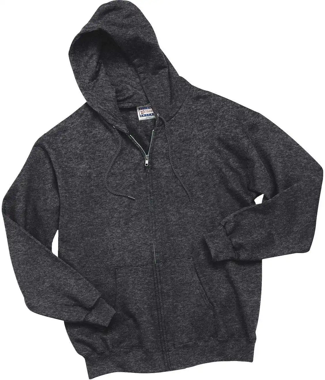 Hanes F283 Ultimate Cotton Full-zip Hooded Sweatshirt - Charcoal Heather