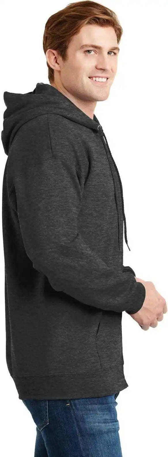 Hanes F283 Ultimate Cotton Full-zip Hooded Sweatshirt - Charcoal Heather