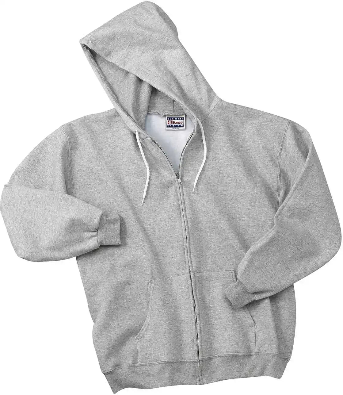 Hanes F283 Ultimate Cotton Full Zip Hooded Sweatshirt Light Steel