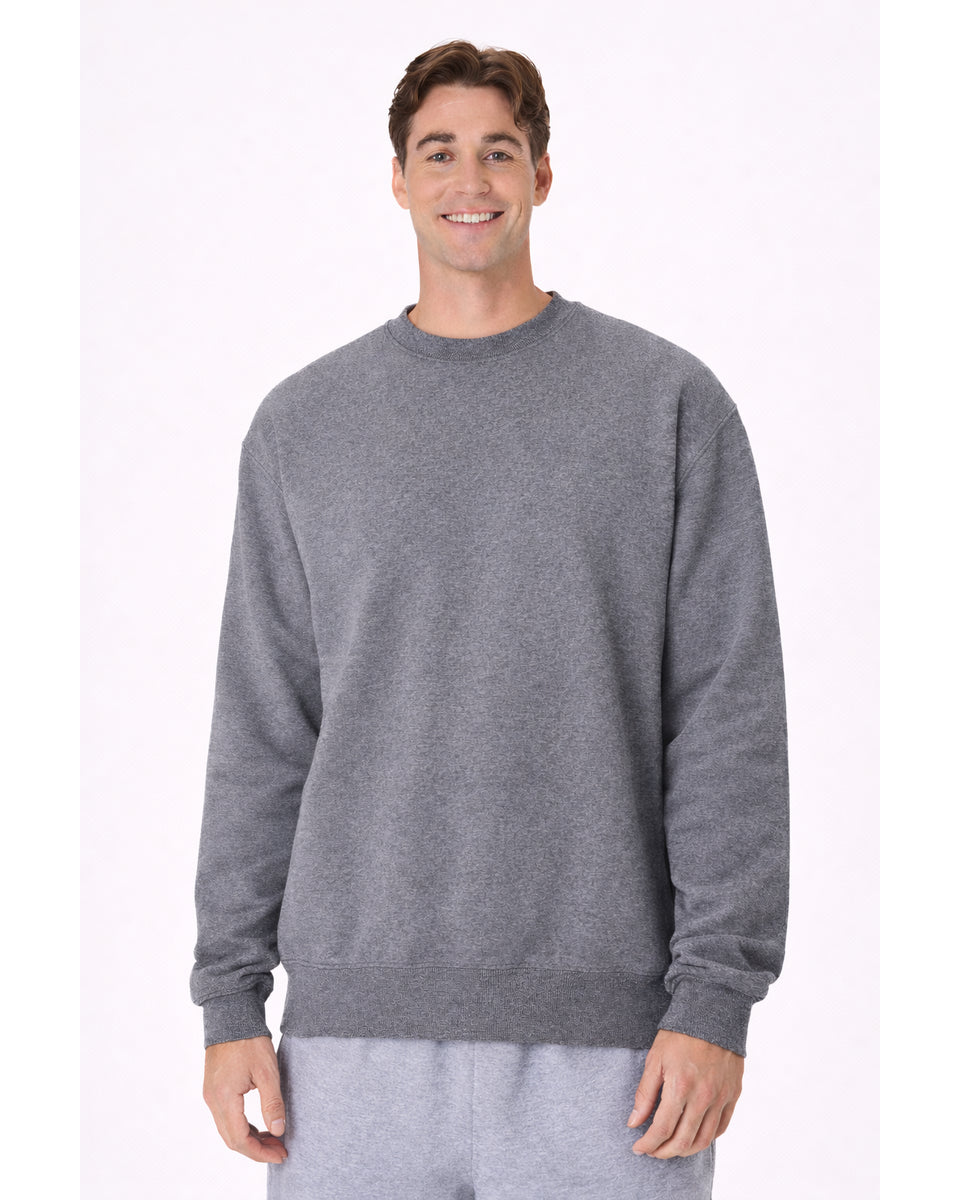 Hanes Og600 Men’s Beefy Sweats Premium Heavyweight Crewneck Sweatshirt - Oxford Grey