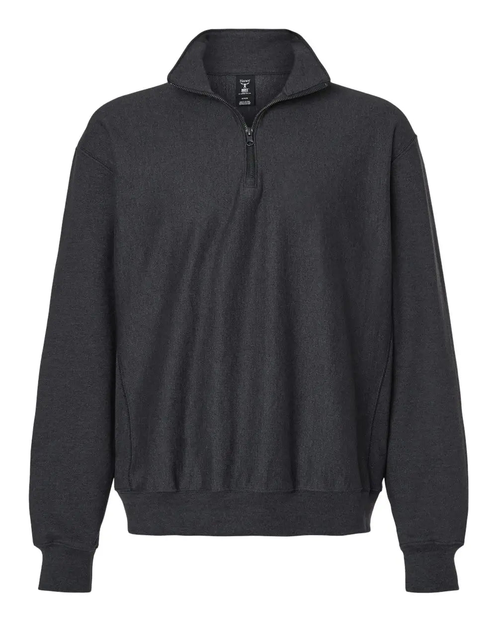 Hanes Og900 Men’s Beefy Sweats Premium Heavyweight Quarter-zip Sweatshirt - Charcoal Heather - Adult s