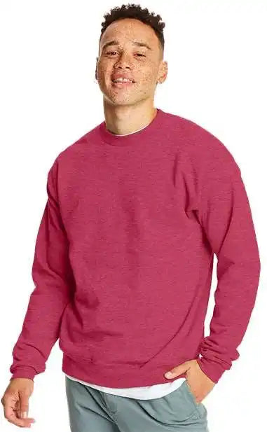 Hanes P160 Ecosmart Crewneck Sweatshirt Heather Red