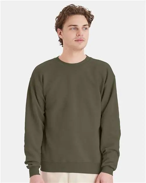 Hanes P160 Ecosmartâ Crewneck Sweatshirt - Fatigue Green