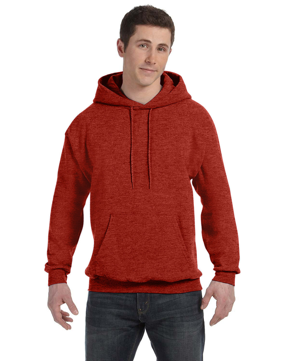 Hanes P170 Ecosmart Hooded Sweatshirt - Red Pepper Heather