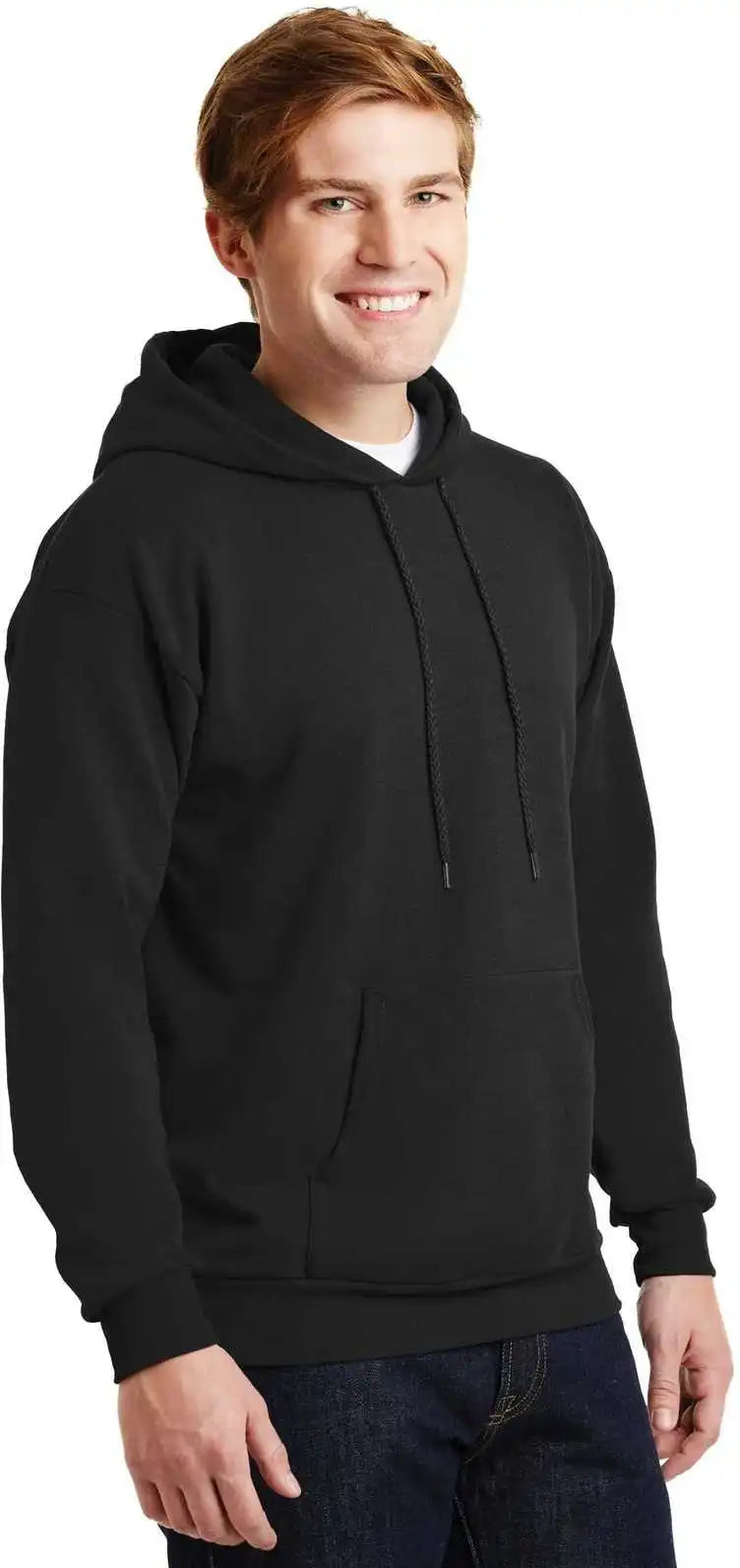 Hanes P170 Ecosmart Pullover Hooded Sweatshirt Black