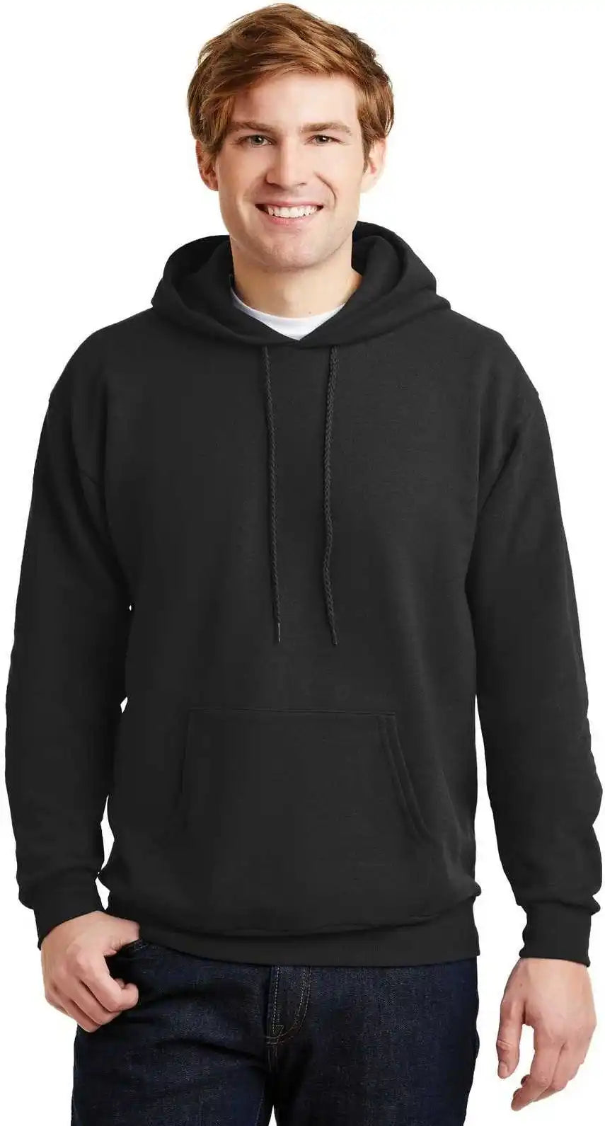 Hanes P170 Ecosmart Pullover Hooded Sweatshirt Black