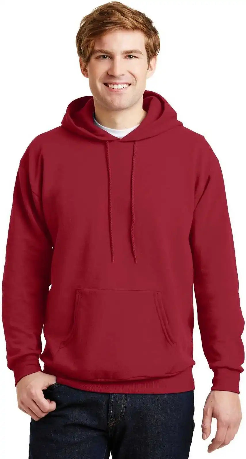 Hanes P170 Ecosmart Pullover Hooded Sweatshirt Deep Red