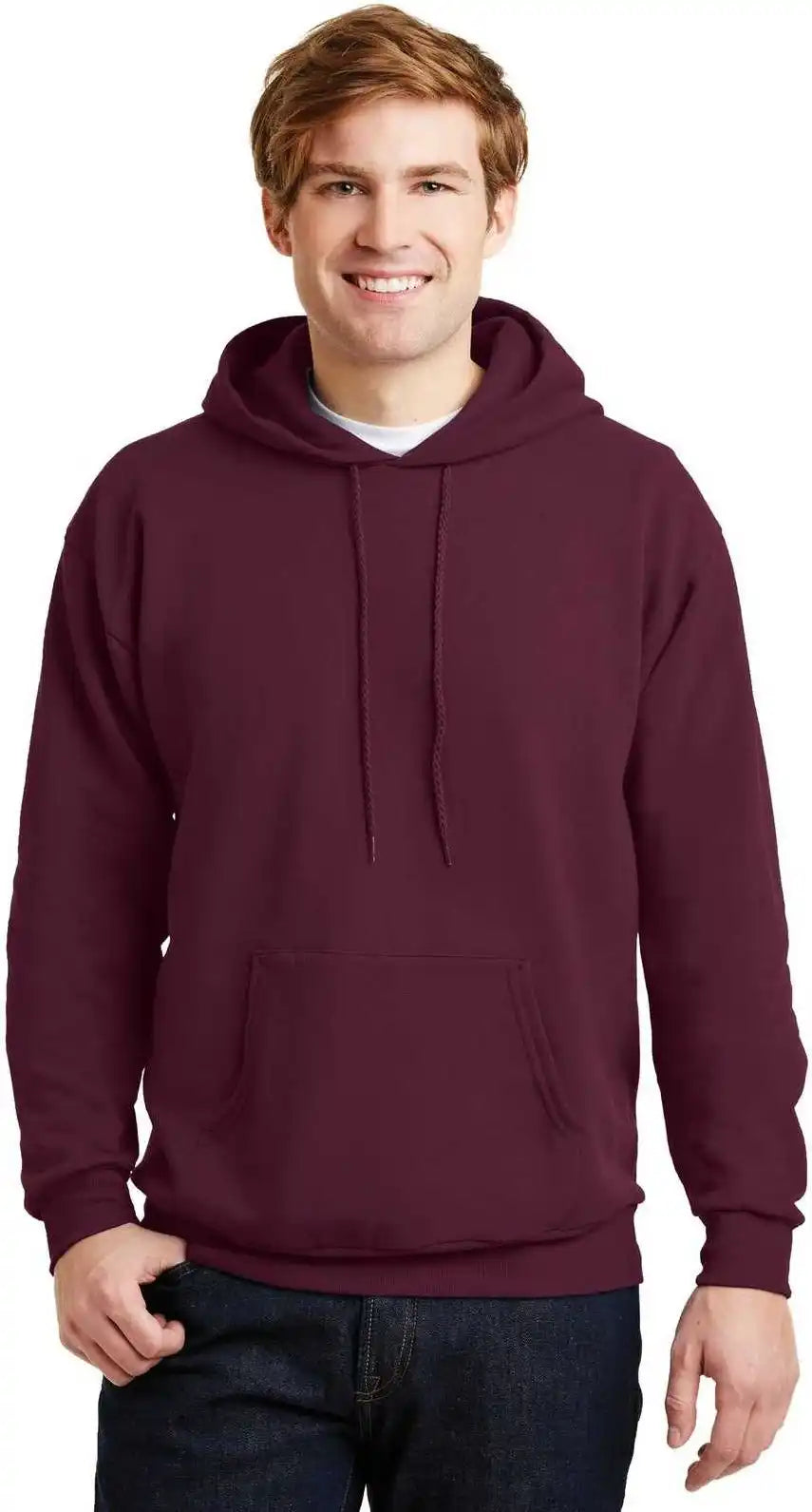 Hanes P170 Ecosmart Pullover Hooded Sweatshirt Maroon