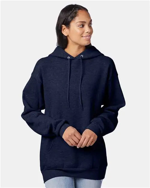 Hanes P170 Ecosmartâ Hooded Sweatshirt - Heather Navy