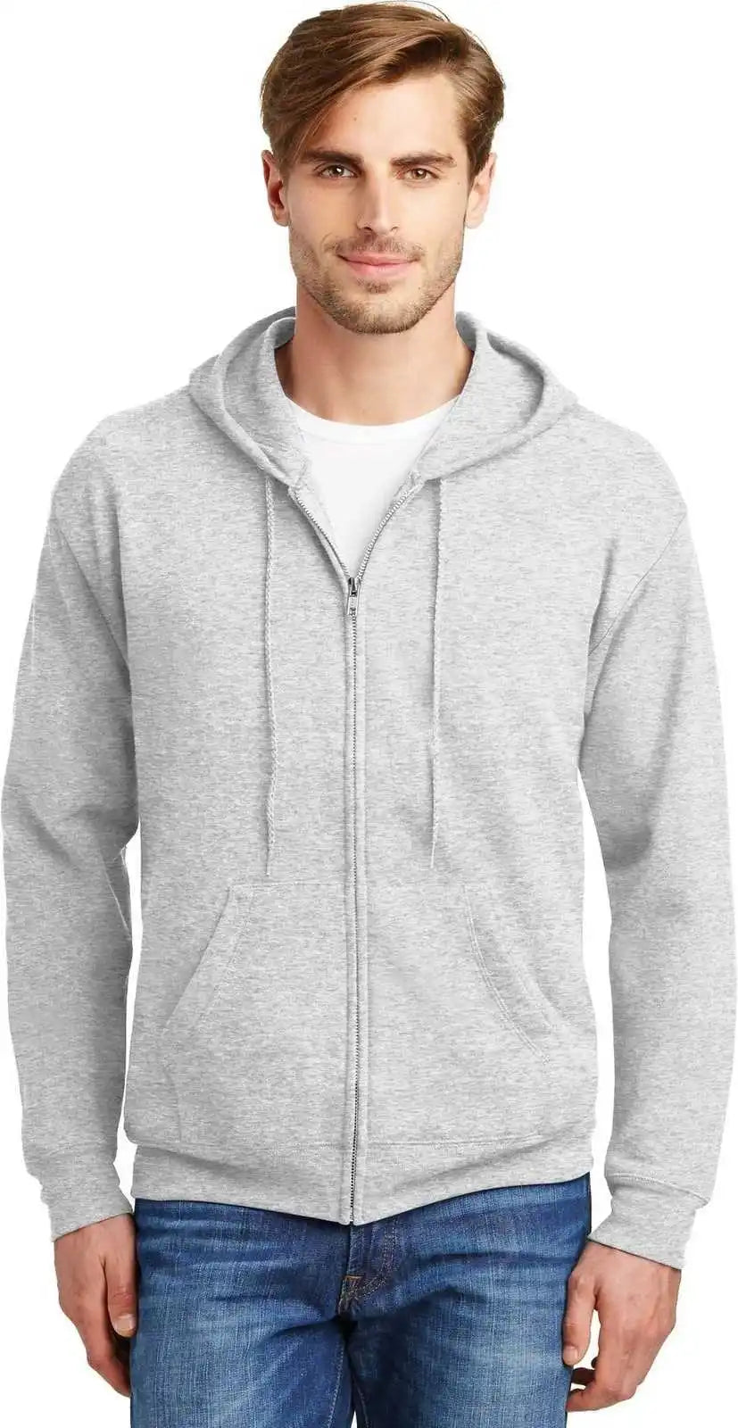 Hanes P180 Ecosmart Full-zip Hooded Sweatshirt - Ash