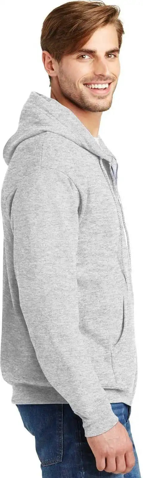 Hanes P180 Ecosmart Full-zip Hooded Sweatshirt - Ash