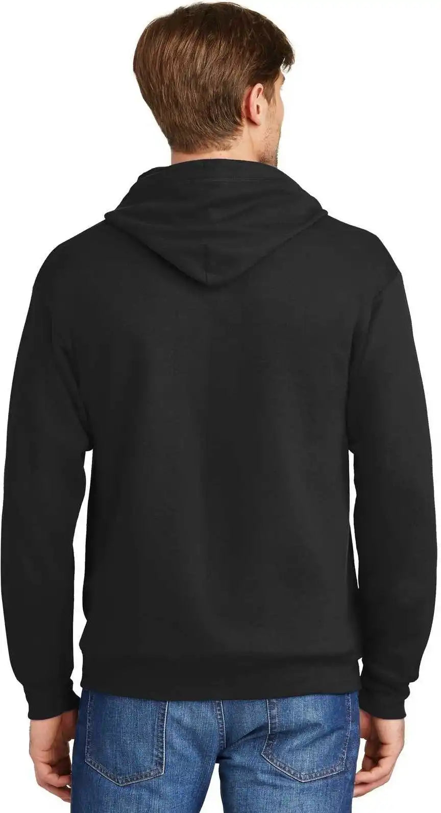 Hanes P180 Ecosmart Full Zip Hooded Sweatshirt Black