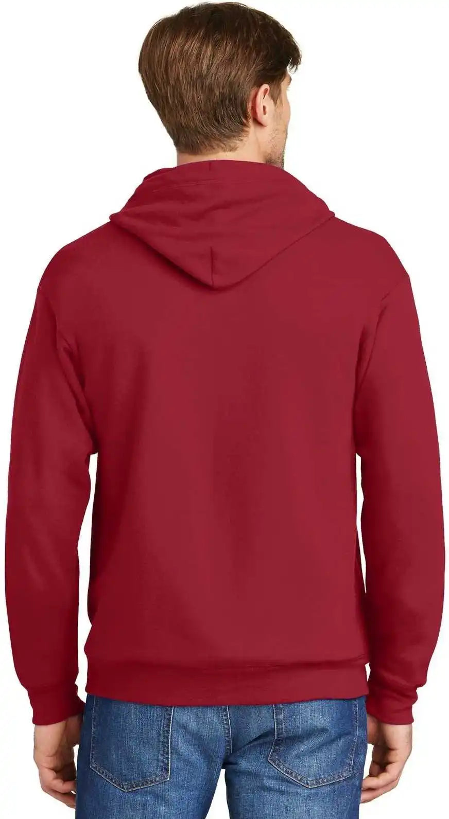 Hanes P180 Ecosmart Full Zip Hooded Sweatshirt Deep Red
