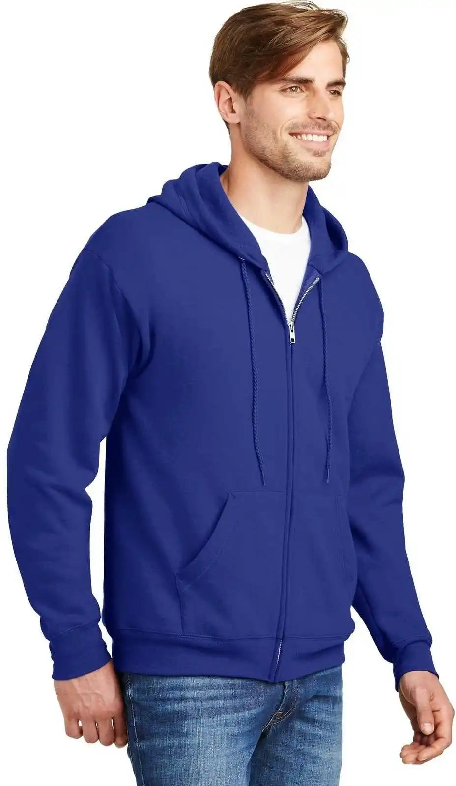 Hanes P180 Ecosmart Full-zip Hooded Sweatshirt - Deep Royal