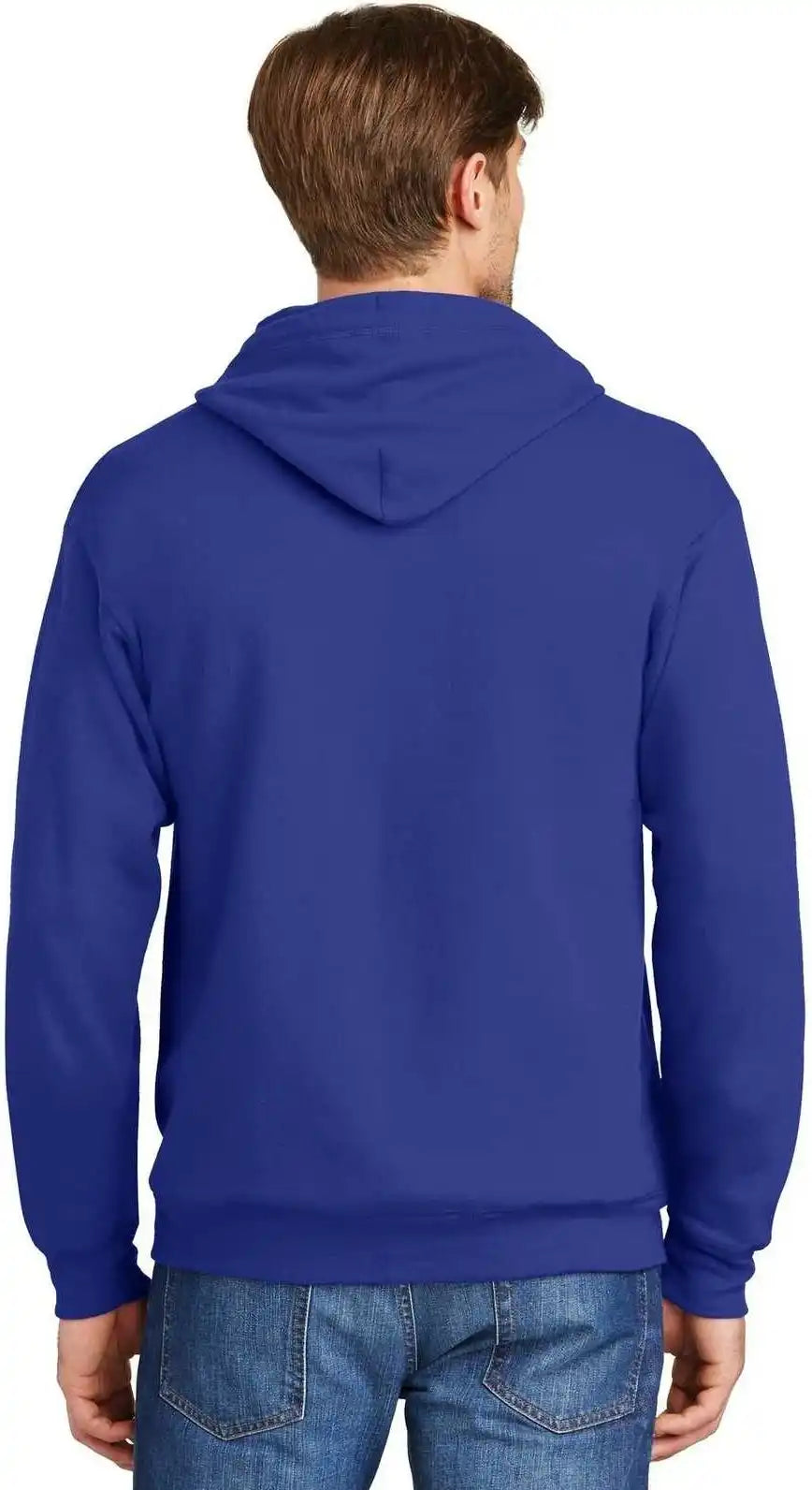 Hanes P180 Ecosmart Full-zip Hooded Sweatshirt - Deep Royal