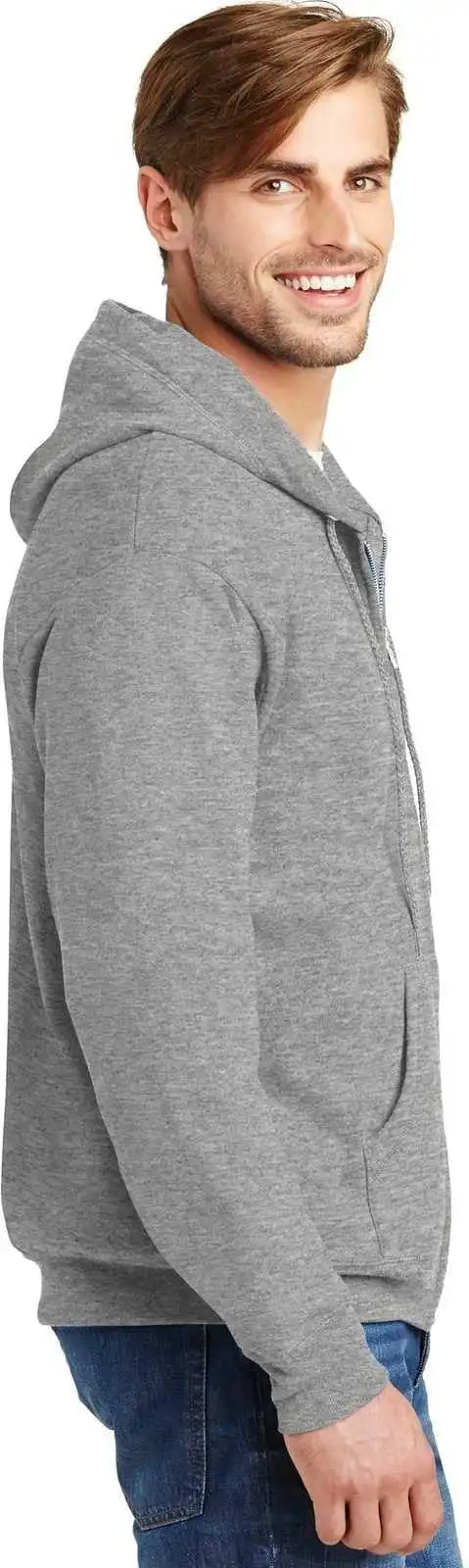 Hanes P180 Ecosmart Full Zip Hooded Sweatshirt Light Steel