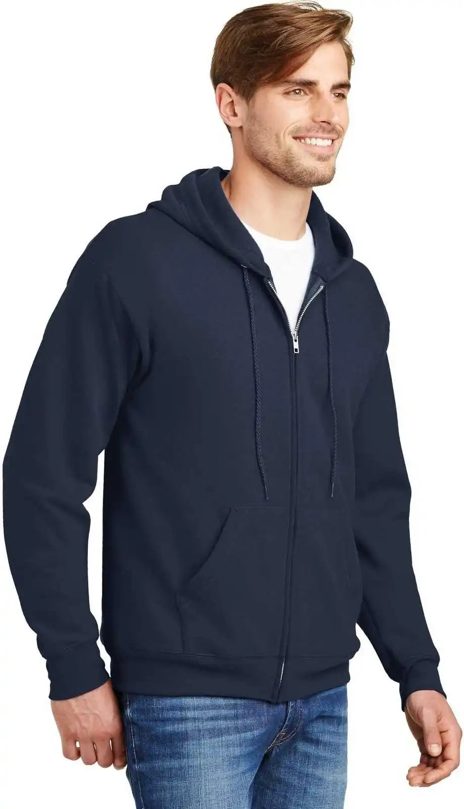 Hanes P180 Ecosmart Full Zip Hooded Sweatshirt Navy