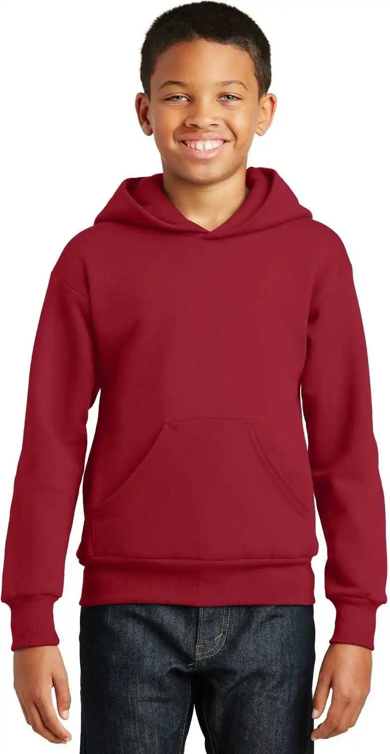 Hanes P470 Youth Ecosmart Pullover Hooded Sweatshirt Deep Red