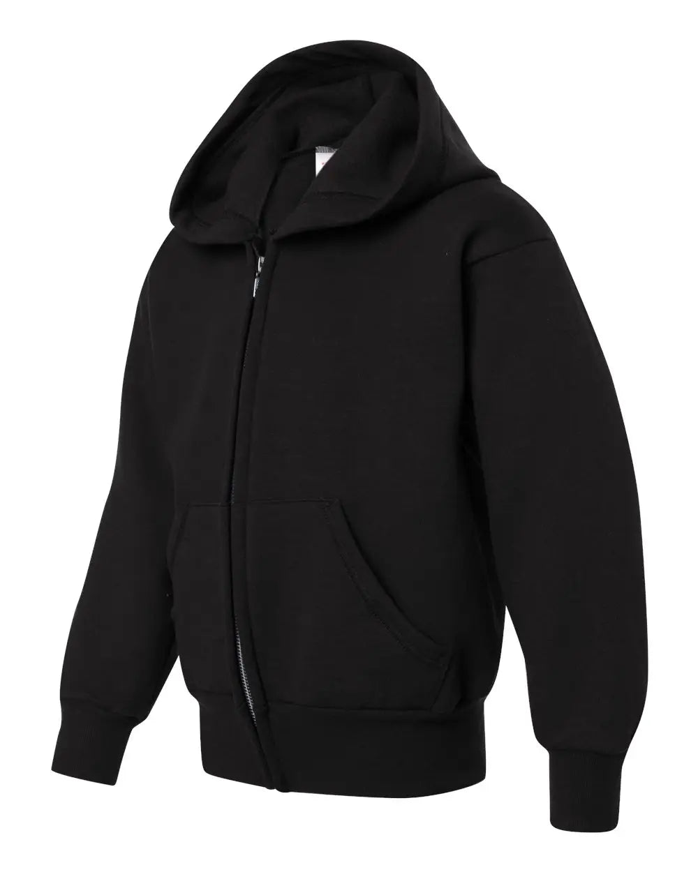 Hanes P480 Ecosmart® Youth Full-zip Hooded Sweatshirt - Black - Xs