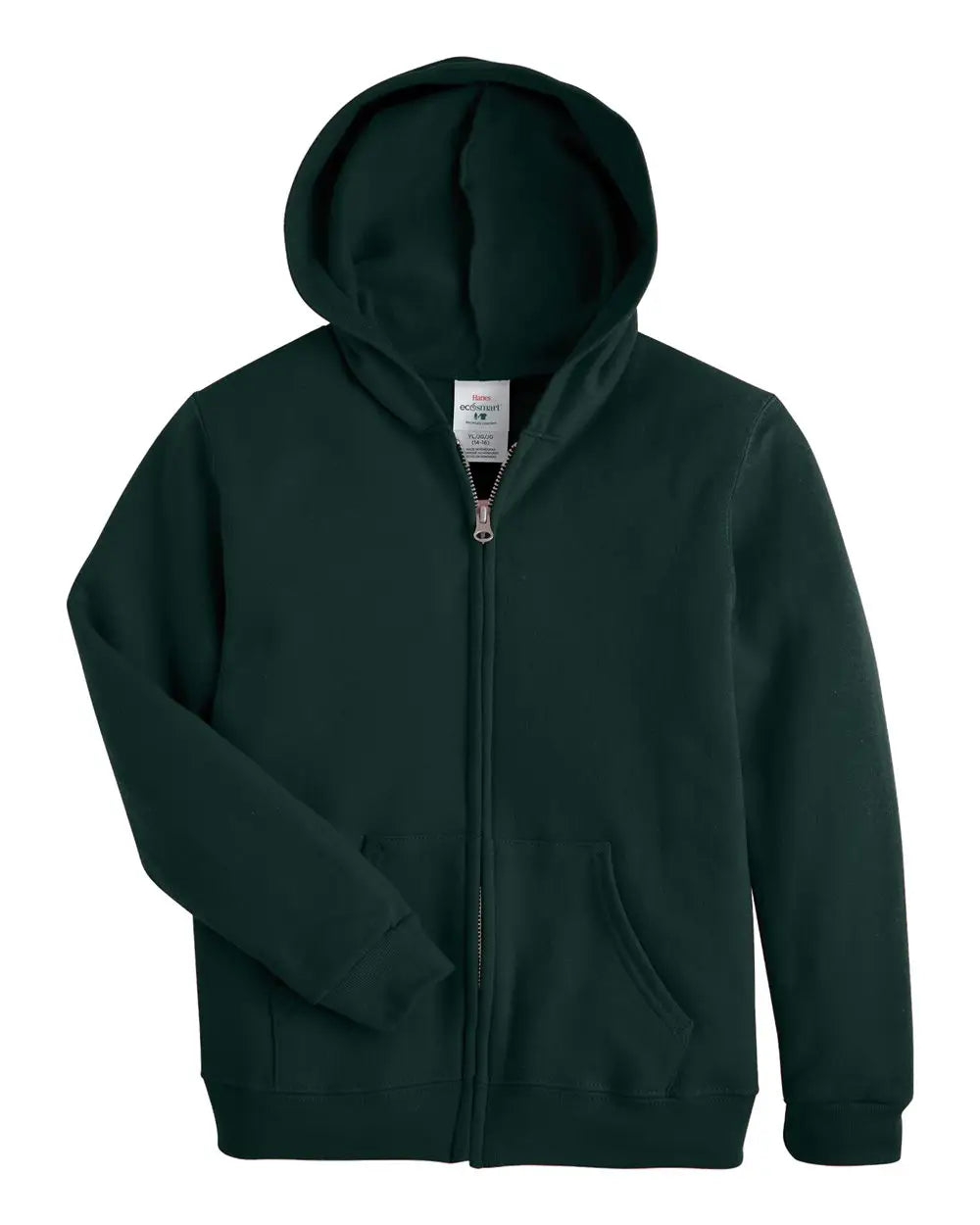 Hanes P480 Ecosmart® Youth Full-zip Hooded Sweatshirt - Deep Forest - Xs