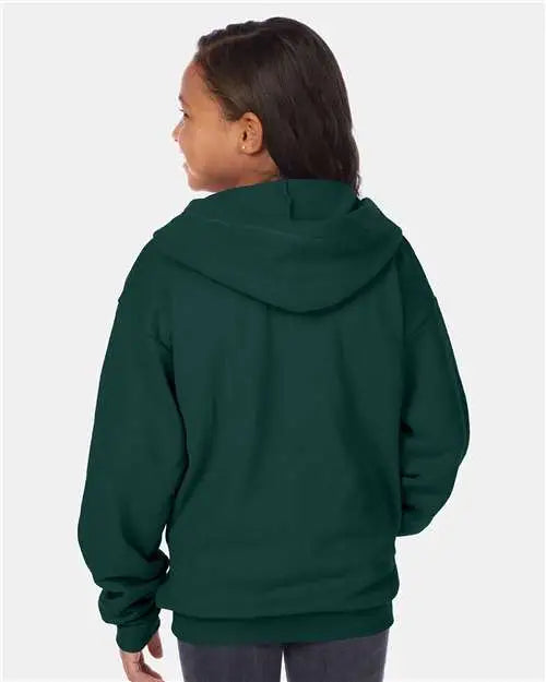 Hanes P480 Ecosmart® Youth Full-zip Hooded Sweatshirt - Deep Forest
