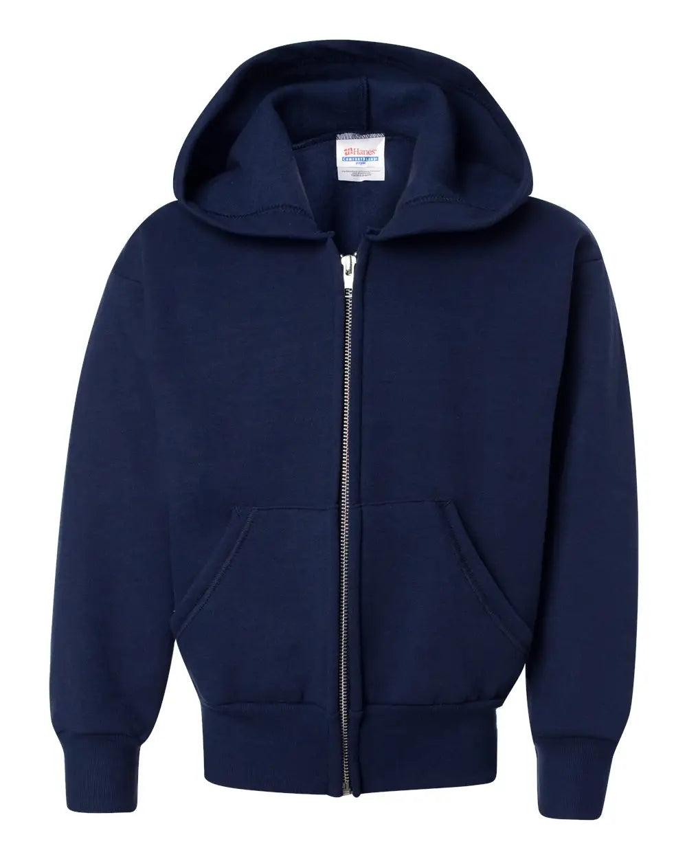 Hanes P480 Ecosmart® Youth Full-zip Hooded Sweatshirt - Navy