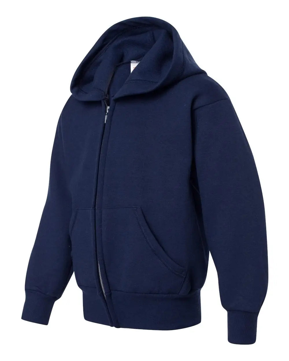 Hanes P480 Ecosmart® Youth Full-zip Hooded Sweatshirt - Navy - Xs