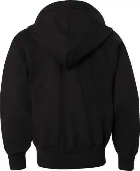 Hanes P480 Ecosmart Youth Full-zip Hooded Sweatshirt - Black
