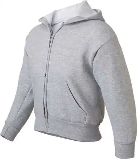 Hanes P480 Ecosmart Youth Full Zip Hooded Sweatshirt Light Steel