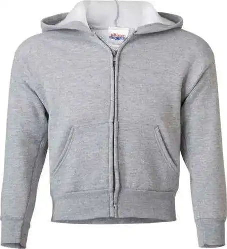 Hanes P480 Ecosmart Youth Full Zip Hooded Sweatshirt Light Steel