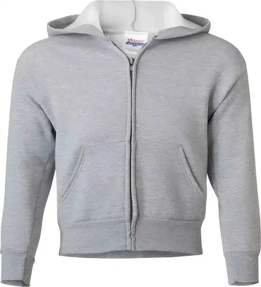 Hanes P480 Ecosmart Youth Full Zip Hooded Sweatshirt Light Steel