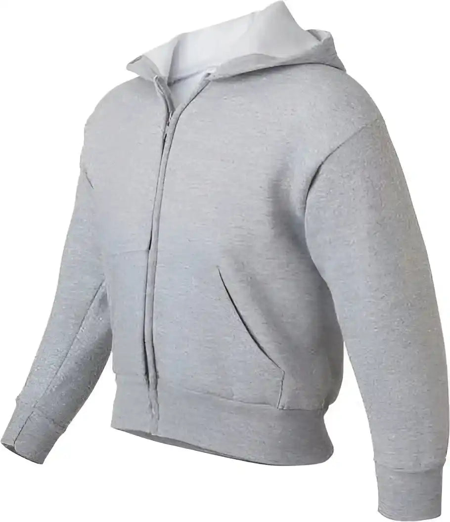 Hanes P480 Ecosmart Youth Full Zip Hooded Sweatshirt Light Steel