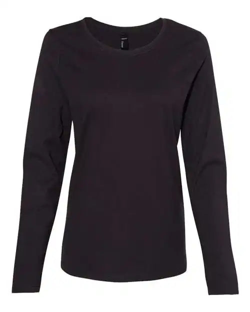 Hanes S04ls Perfect t Womens Long Sleeve Scoopneck Shirt Black