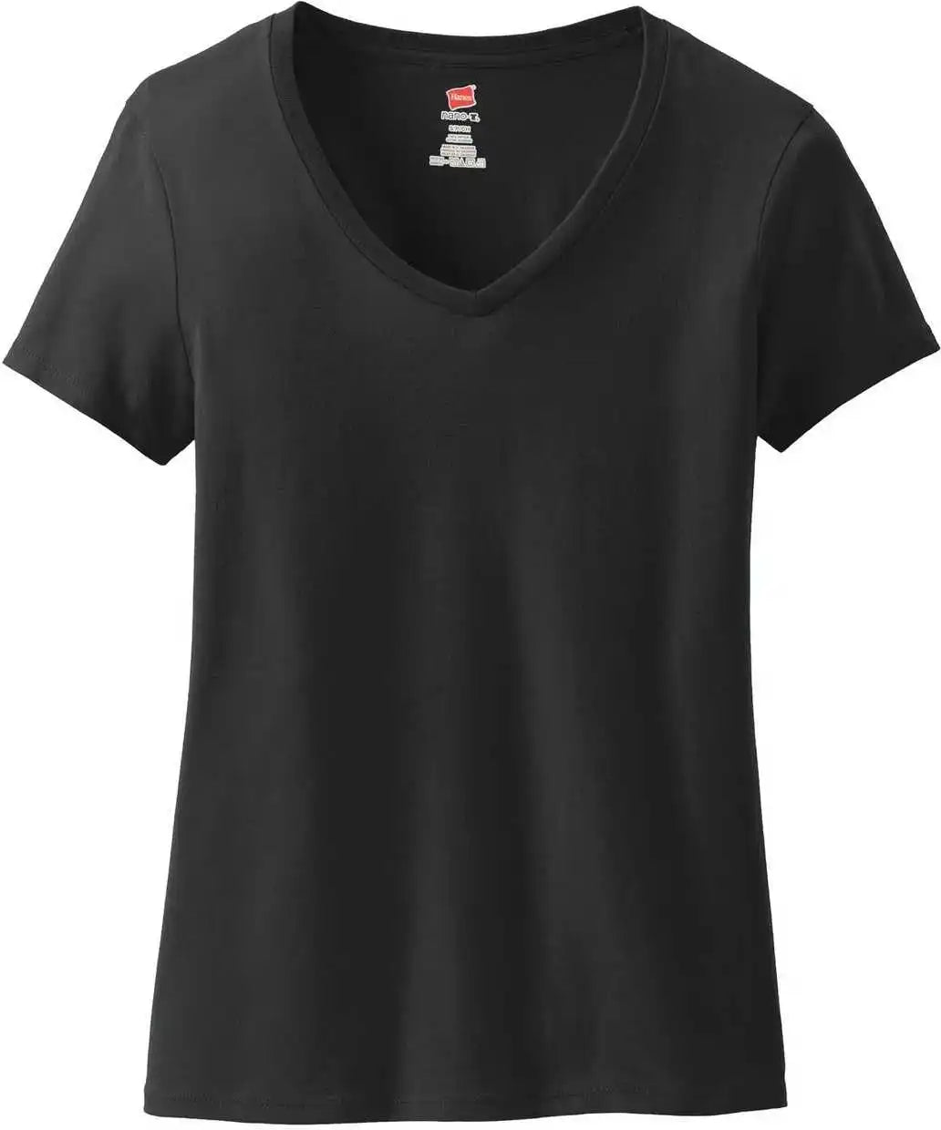 Hanes S04v Ladies Perfect t v Neck Shirt Black