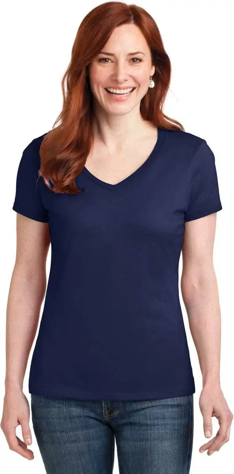 Hanes S04v Ladies Perfect t v Neck Shirt Navy