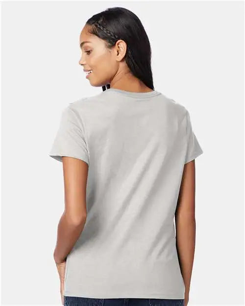 Hanes S04v Perfect-t Women’s V-neck T-shirt - Ash