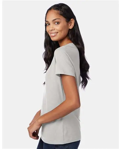 Hanes S04v Perfect-t Women’s V-neck T-shirt - Ash