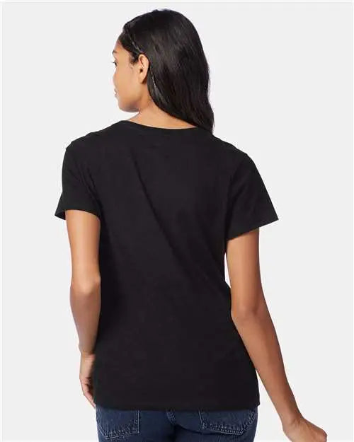 Hanes S04v Perfect-t Women’s V-neck T-shirt - Black