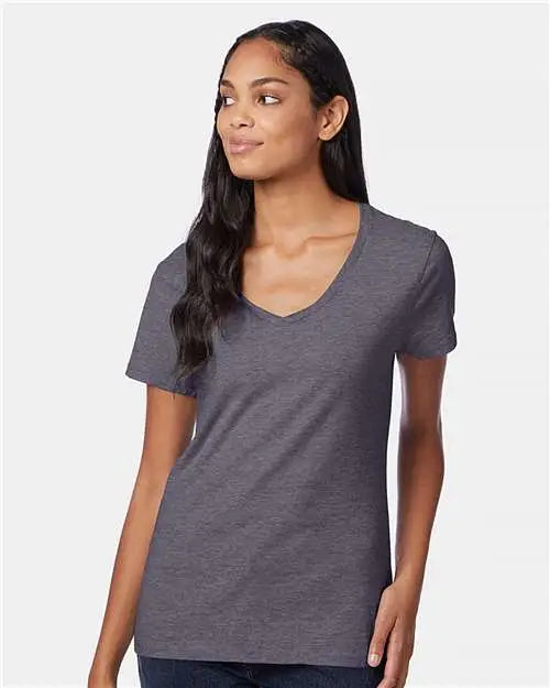 Hanes S04v Perfect-t Women’s V-neck T-shirt - Charcoal Heather