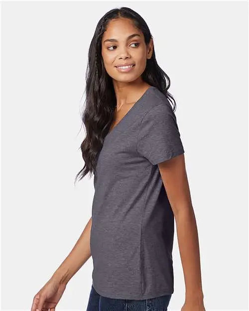 Hanes S04v Perfect-t Women’s V-neck T-shirt - Charcoal Heather