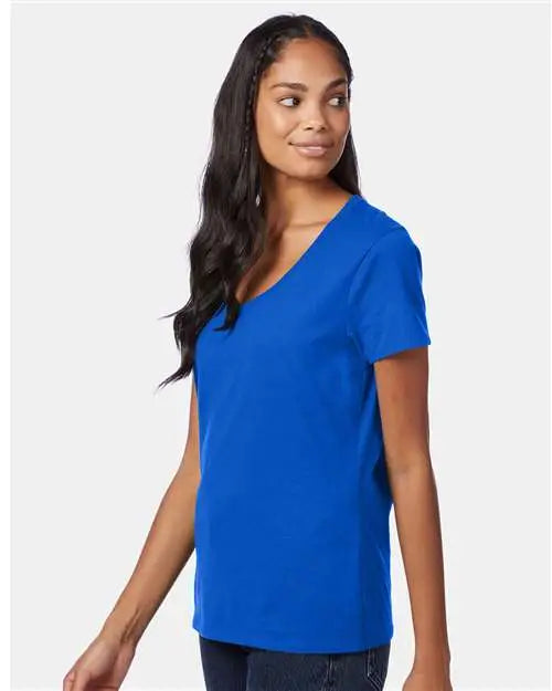Hanes S04v Perfect-t Women’s V-neck T-shirt - Deep Royal