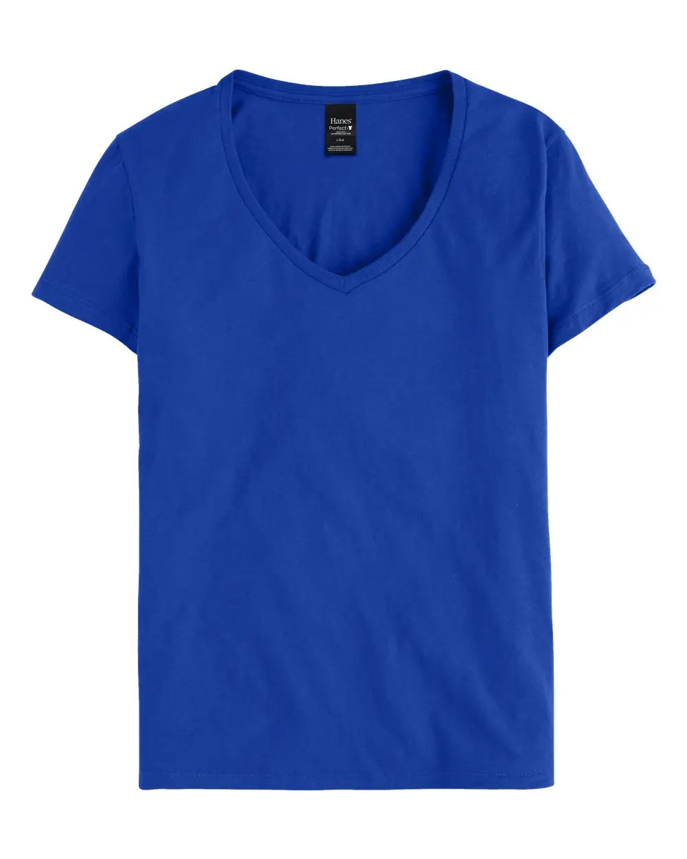 Hanes S04v Perfect-t Women’s V-neck T-shirt - Deep Royal - Xs