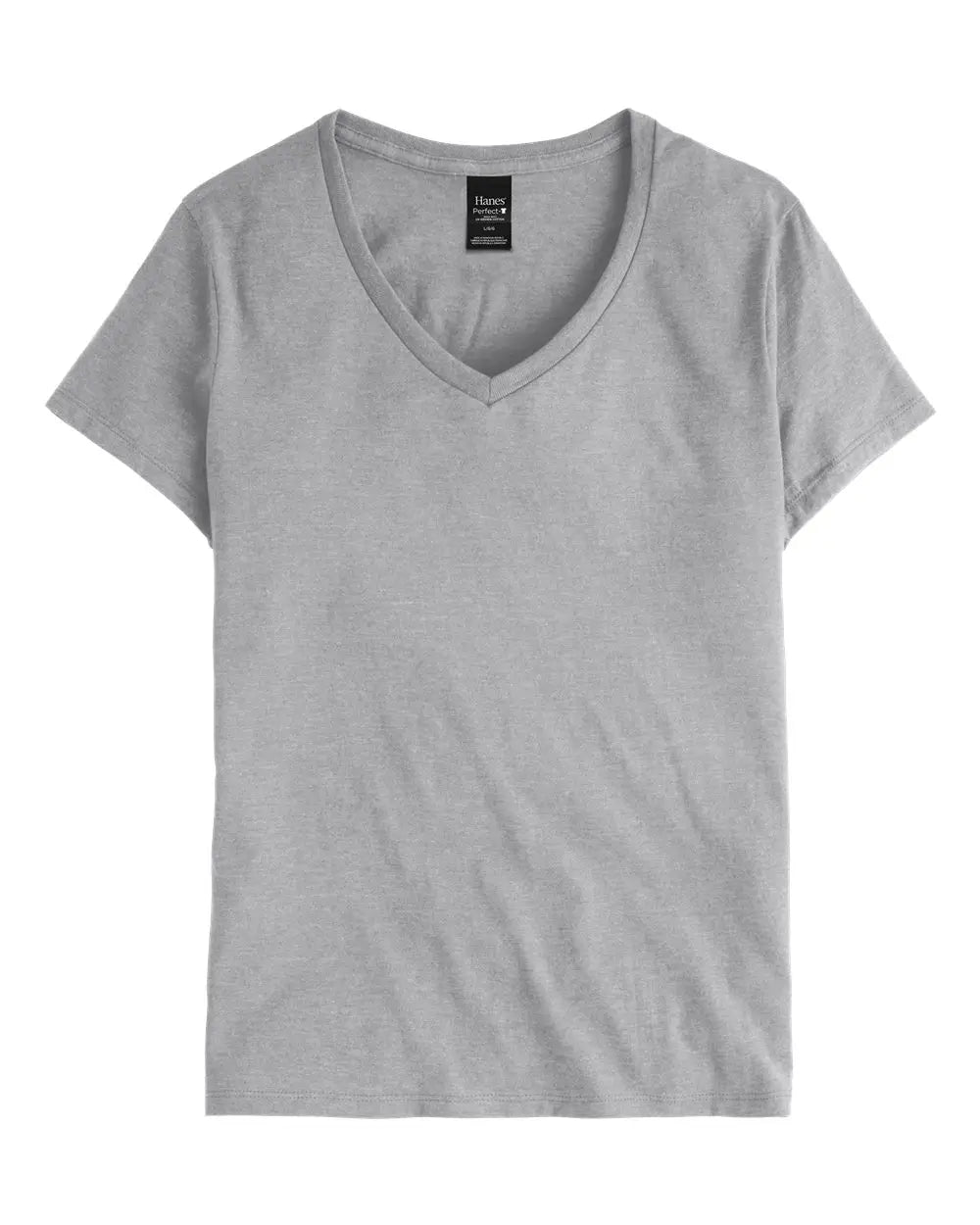 Hanes S04v Perfect-t Women’s V-neck T-shirt - Light Steel - Gray / s