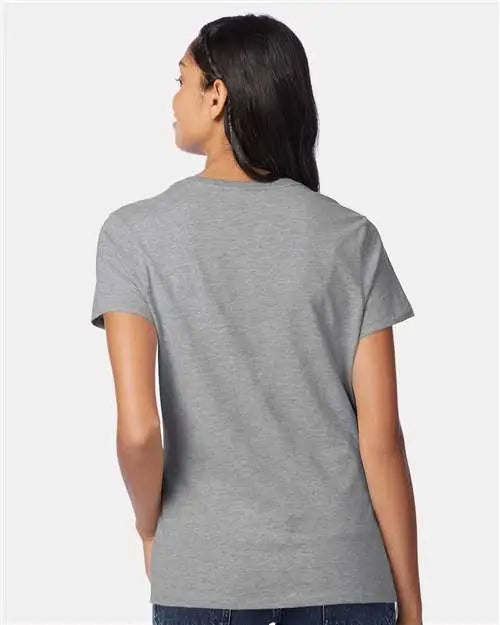 Hanes S04v Perfect-t Women’s V-neck T-shirt - Light Steel