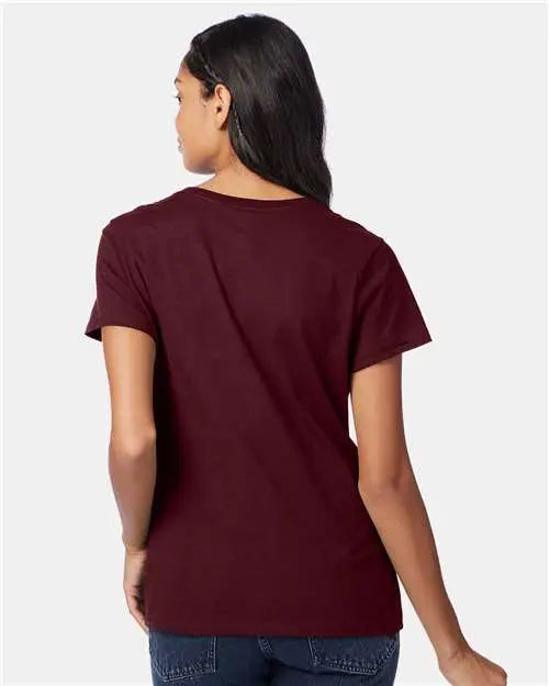 Hanes S04v Perfect-t Women’s V-neck T-shirt - Maroon